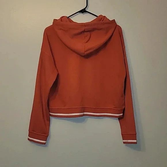 Women's medium Adidas croptop hoodie coral/salmon pink cozy yoga vibes LOT B12 - Picture 5 of 6